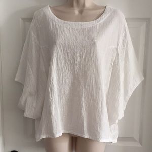 White Crinkle Batwing Comfy Top Size L
